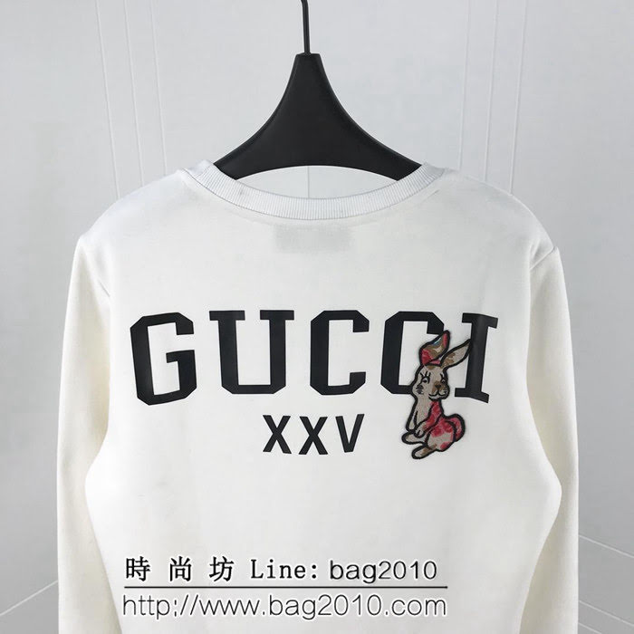 Gucci古奇 18ss秋冬新款衛衣 背後印花 兔子裝飾圖案 定制純棉加絨面料 高版本男女同款 ydi2052
